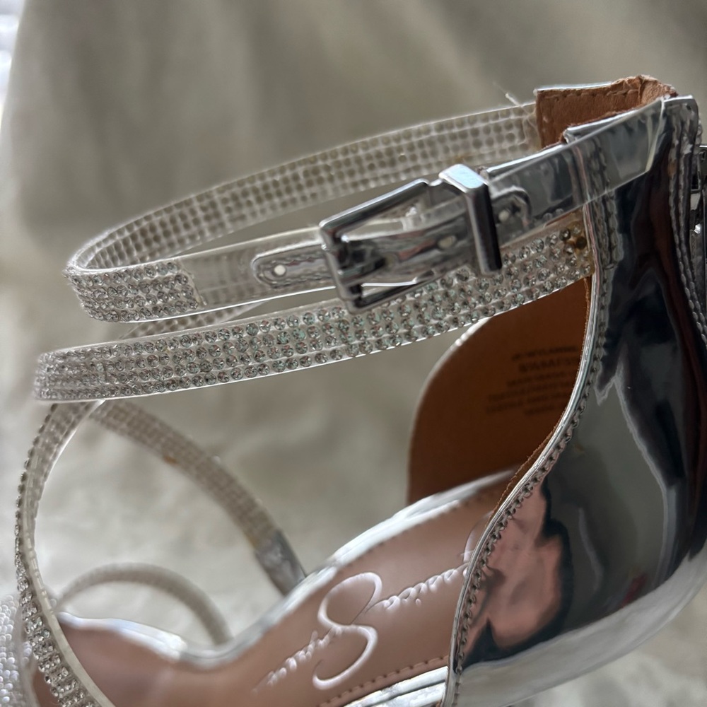 NWOT Jessica Simpson Silver/Crystal Waylane Sandal, Size 8.5 - Picture 7 of 15